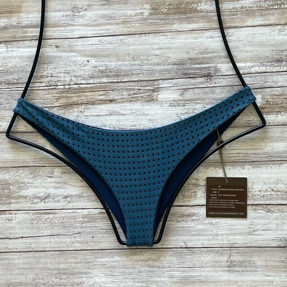 ACACIA SWIMWEAR WAIKOLOA Salt Water Mesh Bikini Bottom Moderate Coverage P/XS